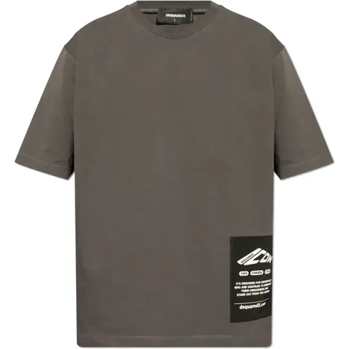 T-Shirt mit Logo-Patch , Herren, Größe: XL - Dsquared2 - Modalova