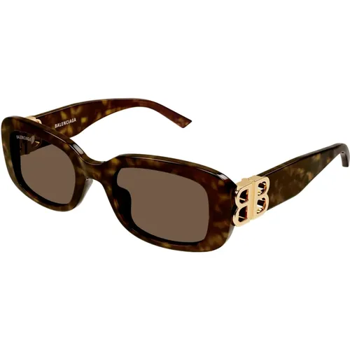 Stylische Sonnenbrille in Havana/Braun,Schwarz/Graue Sonnenbrille Bb0310Sk,Bb0310Sk Sonnenbrille - Balenciaga - Modalova