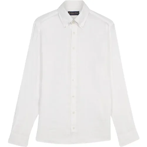 Weiße Leinenknopfleiste Freizeithemd,Hellblaues Button-Down-Casual-Hemd,Marine Leinen Knopfleiste Freizeithemd - Brooks Brothers - Modalova