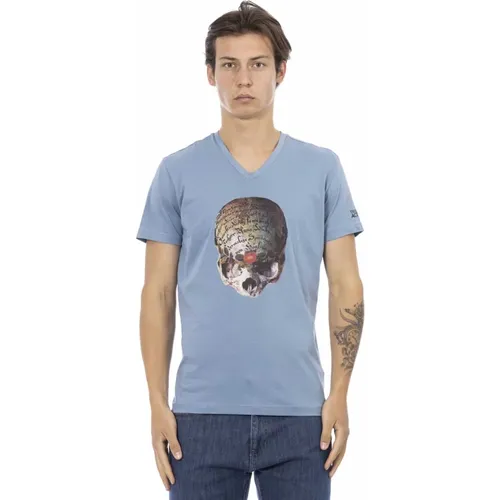 Kurzarm V-Ausschnitt T-Shirt , Herren, Größe: 2XL - Trussardi - Modalova