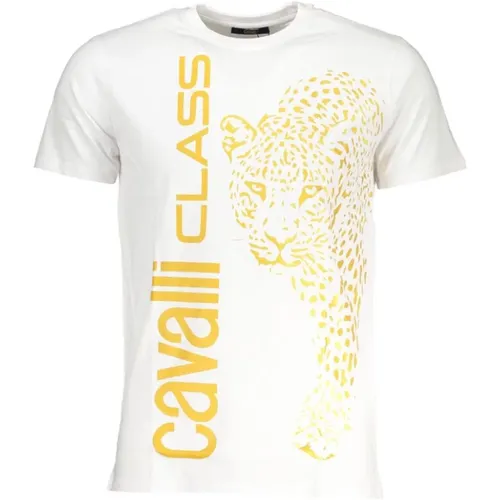 Druck Logo Rundhals T-Shirt , Herren, Größe: M - Cavalli Class - Modalova