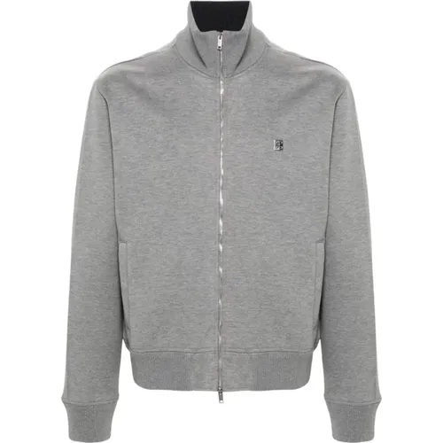 Zip-throughs, male, , Size: L Grey Coat with High Neck - Givenchy - Modalova