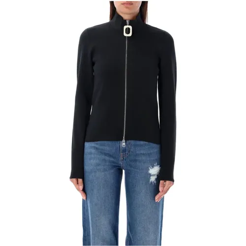 Schwarzer Strick-Cardigan Mit Reißverschluss Aw24 , Damen, Größe: M - JW Anderson - Modalova