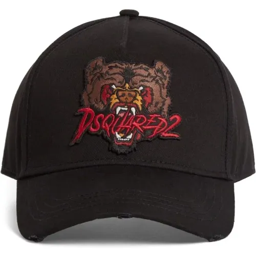 Caps, male, , Size: ONE SIZE Horror Baseball Cap Distressed Embroidered - Dsquared2 - Modalova