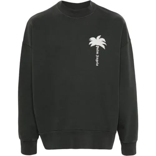Logo Print Crew Neck Sweatshirt , Herren, Größe: XL - Palm Angels - Modalova
