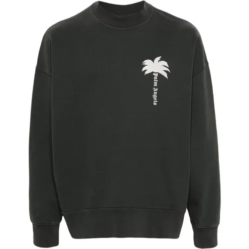 Logo Print Crew Neck Sweatshirt , Herren, Größe: XS - Palm Angels - Modalova