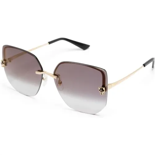 Gold Sunglasses with Accessories , female, Sizes: 63 MM - Cartier - Modalova