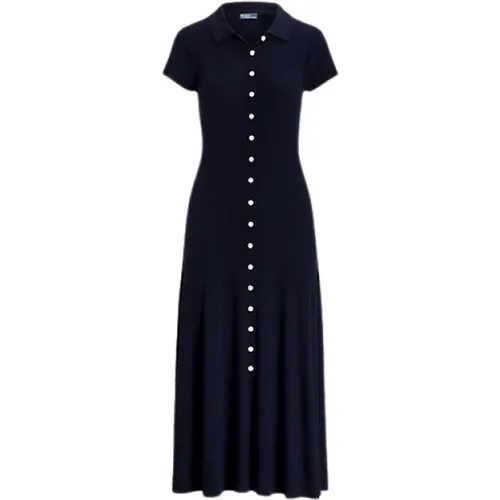 Navy Hunter Merino Wolle Lang Kleid , Damen, Größe: S - Ralph Lauren - Modalova