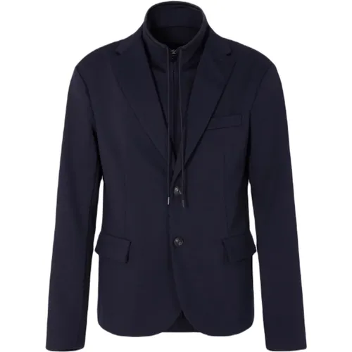 Men Navy Wool Blend Jacket , male, Sizes: XL, L - Emporio Armani - Modalova