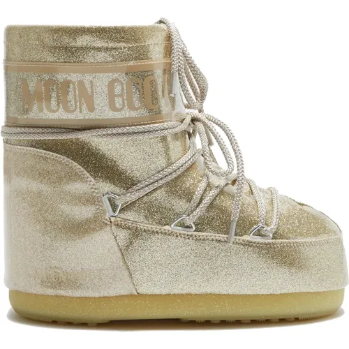 Niedrige Glitzer Gold Icon Stiefel,Niedrige Glitzer Iconic Schwarze Sneakers - moon boot - Modalova