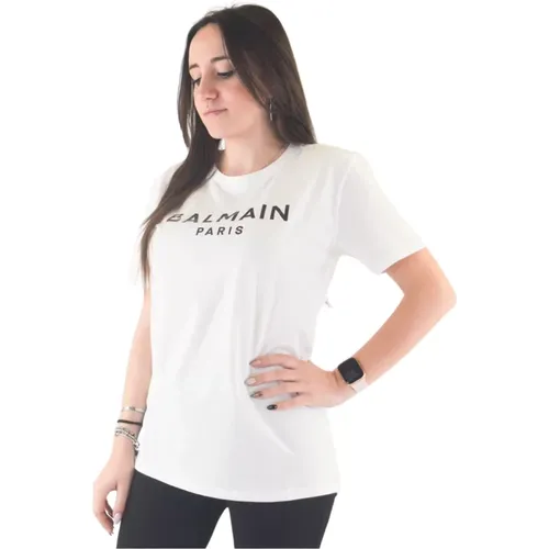 Kurzarm T-Shirt mit Druck Balmain - Balmain - Modalova