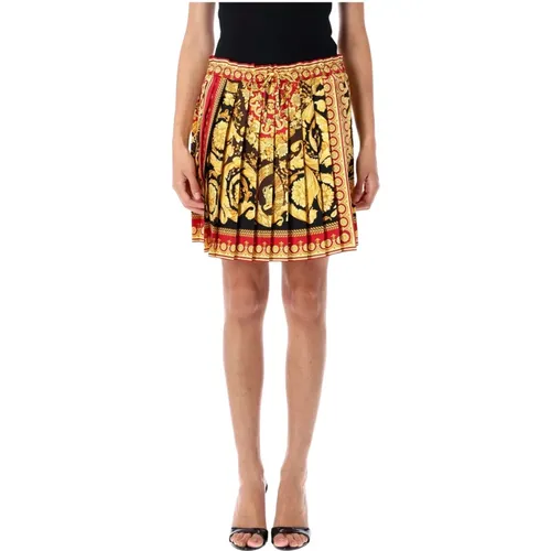 Short Skirts, female, , Size: S Barocco Pleated Mini Skirt - Versace - Modalova