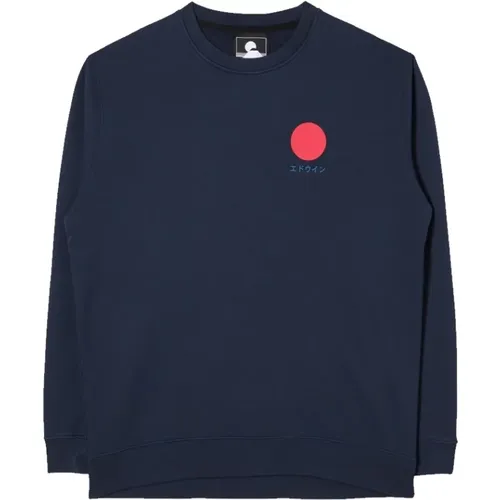 Sweatshirts, male, , Size: S Japanese Sun Sweatshirt Navy - Edwin - Modalova