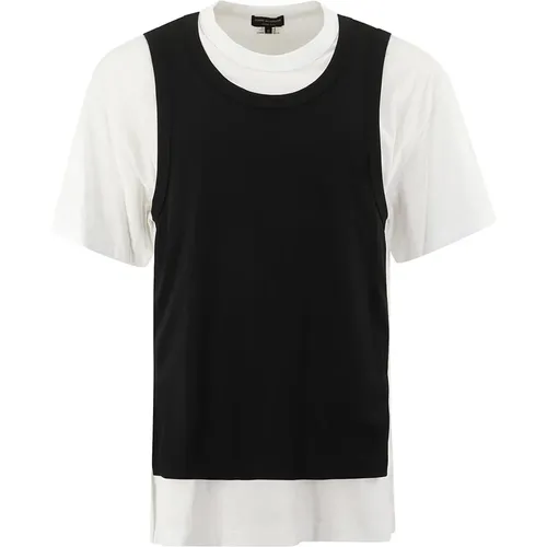 T-Shirts, male, , Size: L Contrasting Front Tank Top T-Shirt - Comme des Garçons - Modalova