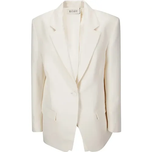 Classic Single-Breasted Jacket with Flap Pockets , female, Sizes: S, M - Róhe - Modalova