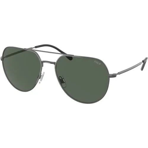 Sunglasses, male, , Size: ONE SIZE Metal Frame Sunglasses with Green Lenses - Ralph Lauren - Modalova