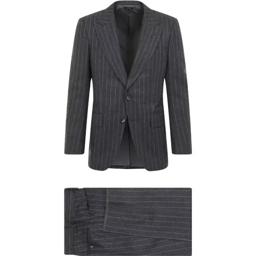 Single Breasted Suits, male, , Size: L Grey Suit for Men - Tom Ford - Modalova