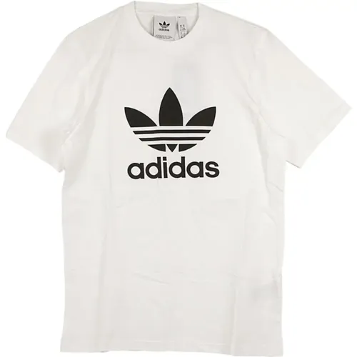 Trefoil T-shirt Weiß/Schwarz , Herren, Größe: L - Adidas - Modalova