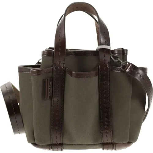 Canvas and Leather Giardiniera Mini Tote Bag , female, Sizes: ONE SIZE - Max Mara - Modalova