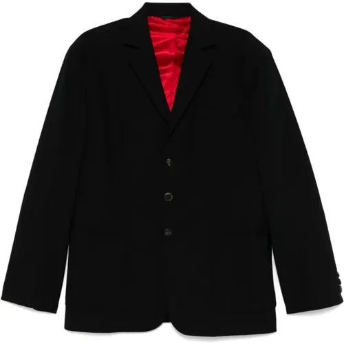 Textured Coat with Notched Lapels , male, Sizes: M, L - Ferrari - Modalova