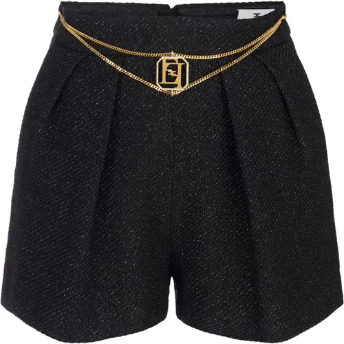 Short Shorts, female, , Size: M Tweed Chain Shorts - Elisabetta Franchi - Modalova