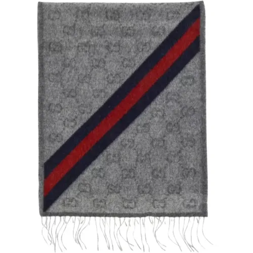 Scarves, female, , Size: ONE SIZE Wool GG Scarf Navy Red - Gucci - Modalova