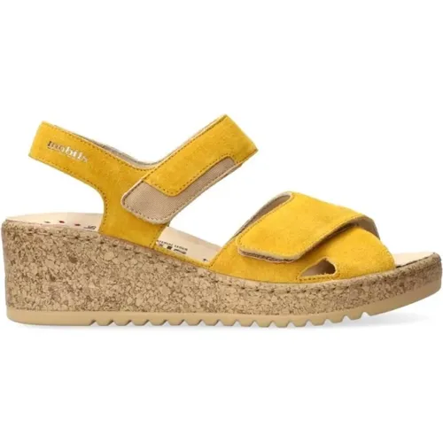 Breite gelbe Sandale mit Klettverschluss , Damen, Größe: 38 EU - mephisto - Modalova