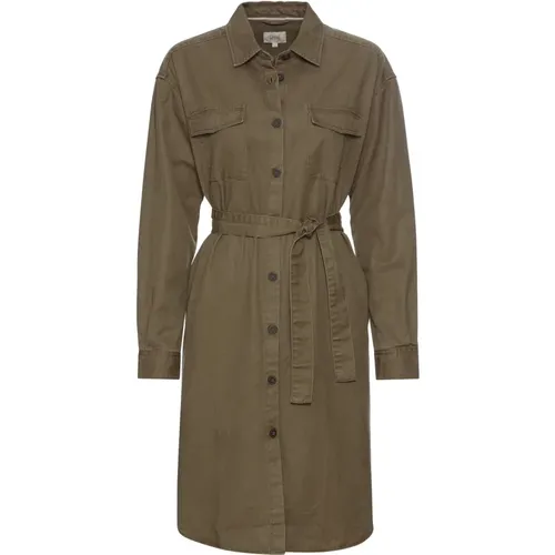 Shirt Dress with Fabric Belt , female, Sizes: S, M, XL, L - camel active - Modalova