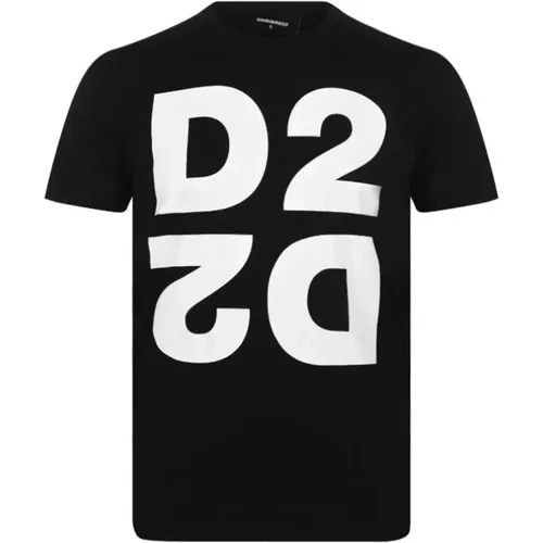 Schwarzes Baumwoll-T-Shirt , Herren, Größe: L - Dsquared2 - Modalova