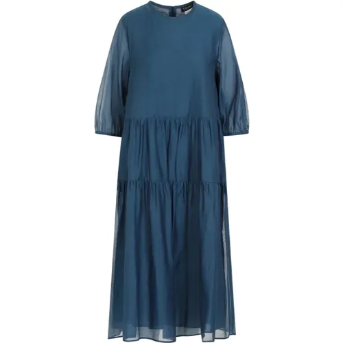 Blaues Baumwoll Midi Kleid , Damen, Größe: S - Max Mara - Modalova