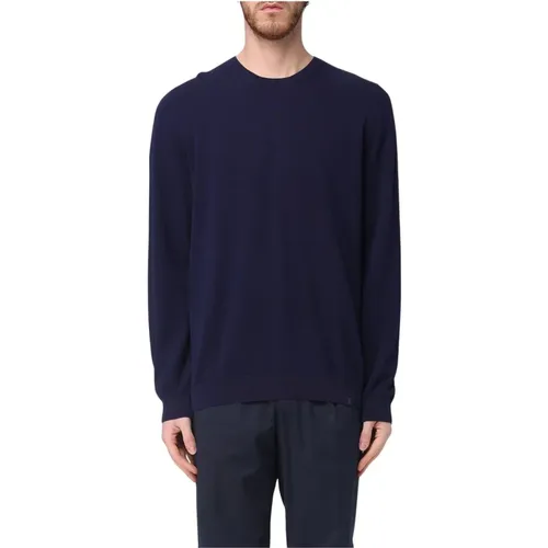 Round-neck Knitwear, male, , Size: 2XL Cotton Crew Neck Knit Sweater - Fay - Modalova