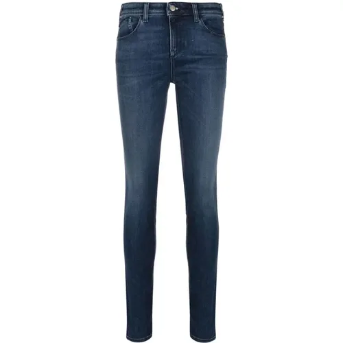 Skinny Fit Denim Jeans mit Lederlogo - Emporio Armani - Modalova