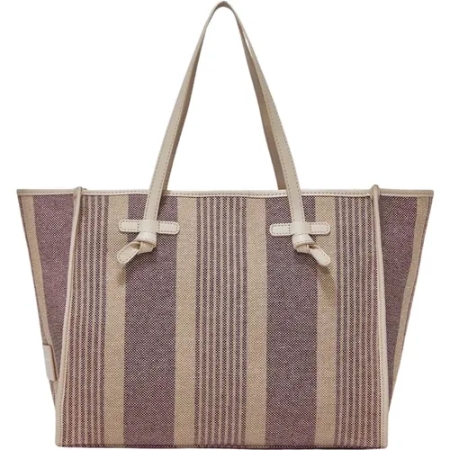 Striped Canvas Marcella Shopper Bag , female, Sizes: ONE SIZE - Gianni Chiarini - Modalova