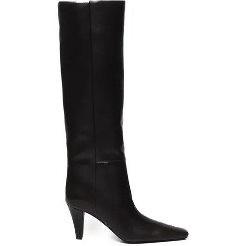 Leather Knee-High Boots , female, Sizes: 5 UK, 4 UK, 5 1/2 UK, 8 UK - Saint Laurent - Modalova