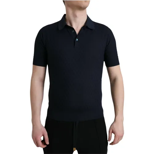 Seidenkragen Polo T-Shirt - Dunkel - Dolce & Gabbana - Modalova