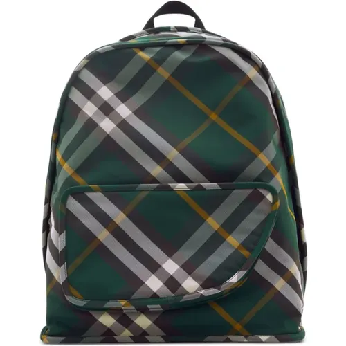 Backpacks, male, , Size: ONE SIZE Green Ivy Checkered Backpack - Burberry - Modalova