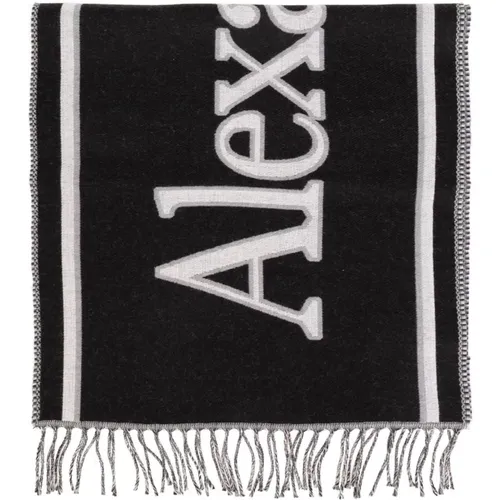 Winter Scarves, male, , Size: ONE SIZE Fringe Logo Print Scarf - alexander mcqueen - Modalova