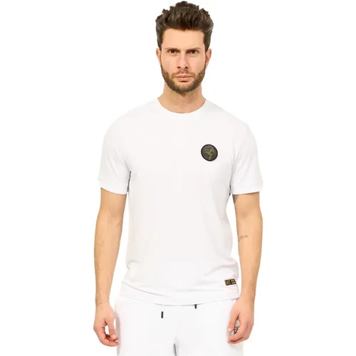 Weißes T-Shirt mit Logo , Herren, Größe: L - Emporio Armani EA7 - Modalova