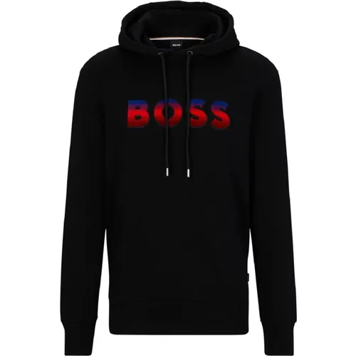 Hoodies, male, , Size: S Hooded Sweatshirt with Central Logo - Hugo Boss - Modalova