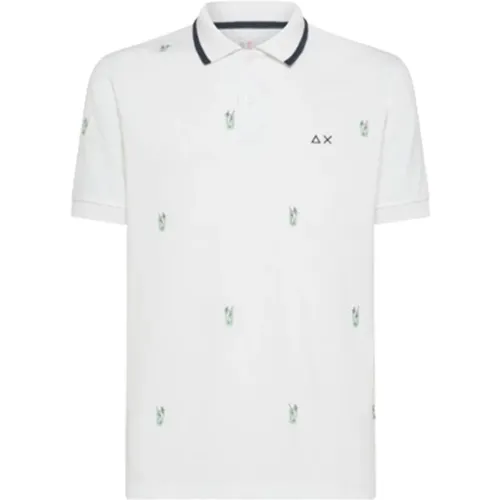 Besticktes Poloshirt in Weiß , Herren, Größe: M - Sun68 - Modalova
