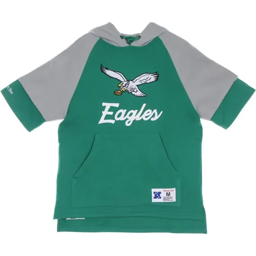 Hoodies, male, , Size: M NFL Eagles Short Sleeve Hoodie - Mitchell & Ness - Modalova