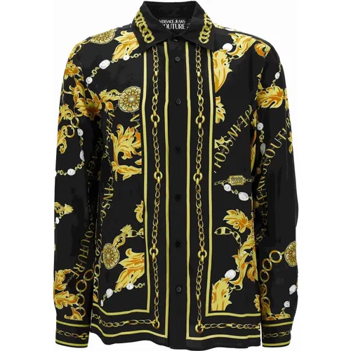 Casual Shirts, male, , Size: S Baroque Pattern Long Sleeve Shirt Black - Versace Jeans Couture - Modalova