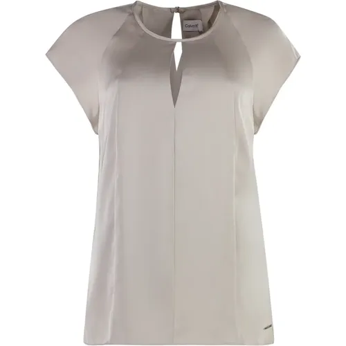 Bluse mit Front Cut-Out Detail,Bluse mit Ausschnitt,Satinbluse - Calvin Klein - Modalova