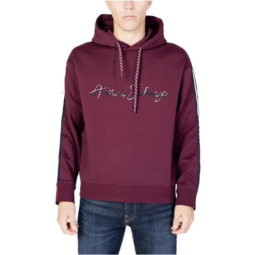 Hoodies, male, , Size: L Bordeaux Print Hooded Sweatshirt - Armani Exchange - Modalova