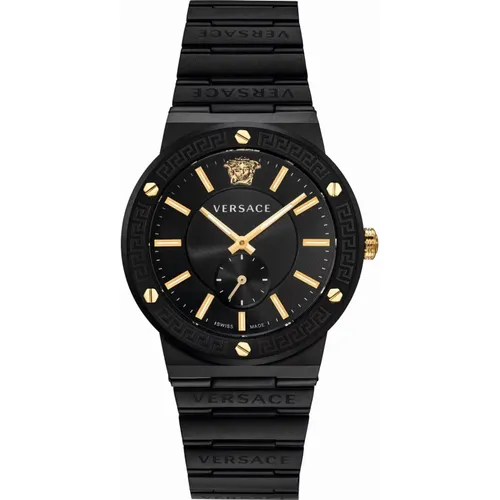 Greca Logo Gold Watch , male, Sizes: ONE SIZE - Versace - Modalova