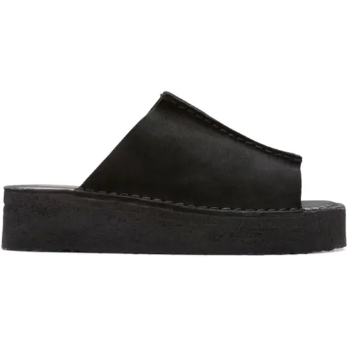 Originals Wedge Slide Schwarze Schuhe , Damen, Größe: 39 EU - Clarks - Modalova
