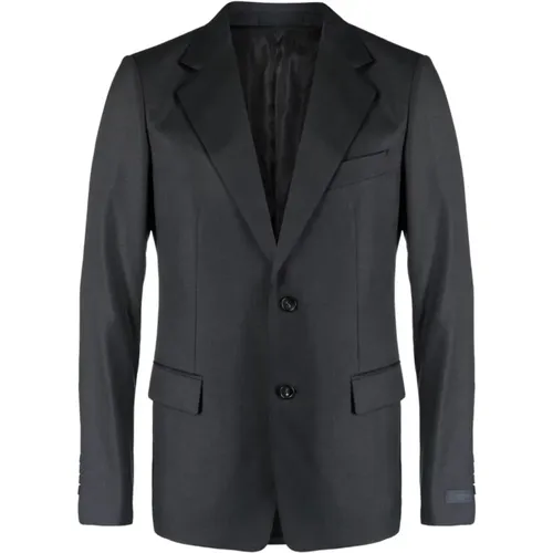 Blazers, male, , Size: L Charcoal Grey Wool Blazer with Notched Lapels - Lanvin - Modalova