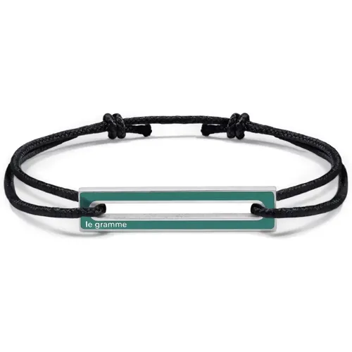 Bracelets, unisex, , Size: ONE SIZE Green lacquered cord bracelet - Le Gramme - Modalova