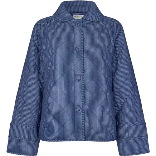 Light Jackets, female, , Size: M Elegant Dark Jacket with Round Collar - Lollys Laundry - Modalova