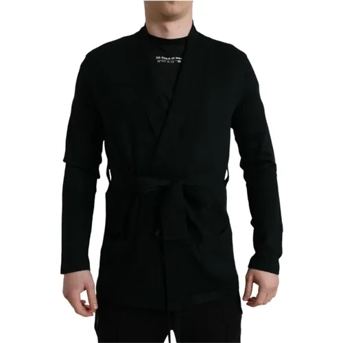 Luxurious Cashmere Bathrobe with Waist Belt , male, Sizes: M - Dolce & Gabbana - Modalova